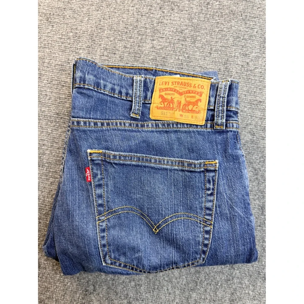 Levis 511 Slim Fit Jeans Mens 38x30 Blue Denim Cotton Workwear Streetwear Pants